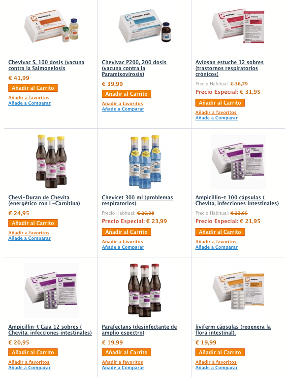 productos chevita para palomas