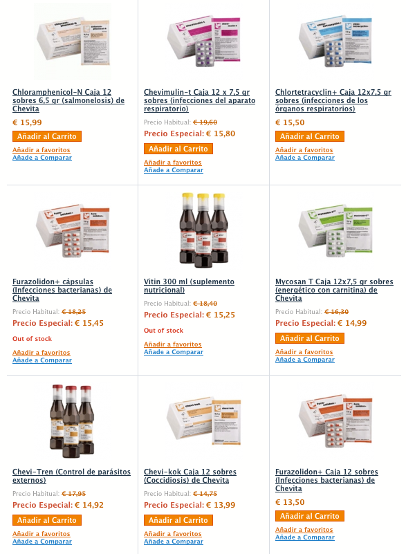 Chevita, productos para palomos