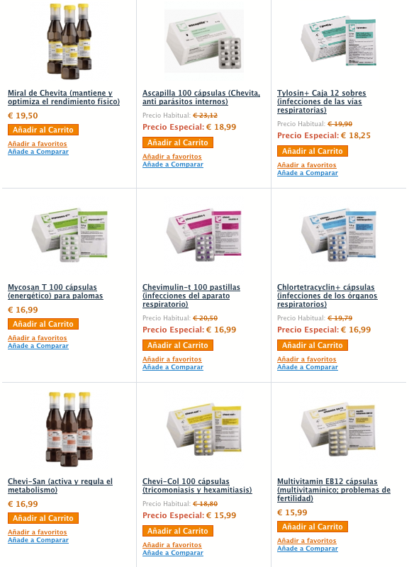 medicamentos chevita, para palomos y palomas